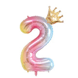 Back to school decoration Cifeeo  32Inch Rainbow Number Foil Balloon With Crown Birthday Party Decorations 0-9 Digit Ball Anniversary Valentine's Day Air Ballon