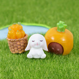 4pcs/set Rabbit Model Cartoon Animal Figurine Dollhouse Miniature Fairy Home Garden Decoration Resin Mold Easter Desktop Craft