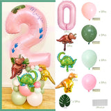 32inch Pink Green Number Dinosaur Jungle Theme Birthday Balloon Set Birthday Party Baby Shower Decoration Balloon Jurassic World