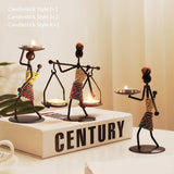 Home Decoration Accessories Creative Candle Holder Iron Kitchen Restaurant Romantic Candlestick Christmas Halloween Bar Party