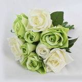 9pcs/set 4cm 7cm Silk Rose Flower Bouquet Real Touch Fake Flowers for Wedding Decoration Bridal Hold Bouquet Home Garden Supplie