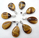 24pcs Natural Pink Quartz Crystal Agates Tiger eye Stone Malachite Water Drop Shape Pendant for DIY Jewelry Making