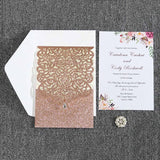 50pcs/lot Laser Cut Glitter Paper Wedding Invitations Card Diamond Design Custom Greeting Card Birthday Wedding Favor Decoration