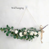 Artificial Green Eucalyptus Garland Leaves Vine Silk Leaf Fake Rattan Artificial Plants Ivy Wreath Wall Hanging Wedding Decor