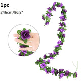 Christmas Gift Wisteria Artificial Flower Vine Ivy Leaf Garland Silk Rose Flowers Rattan String Vine Wedding Arch Flower Home Garden Decoration