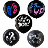 1 Set Giant Boy Or Girl Gender Reveal Black Latex Balloon Baby Shower Confetti Ballons Birthday Gender Reveal Party Decoration
