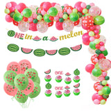 1Set Watermelon Party Fruit Balloon Kit Banner Cake Topper Summer Pool Decoration Kid One Birthday DIY Gift Baby Shower Supplies