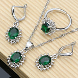 Back to school Cifeeo  Women Earrings Jewelry Sets Gem Emerald Fine Bridal Jewelry Bracelet Necklace Sets 7 Colors Stone