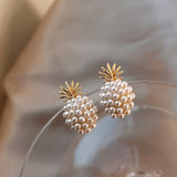 Pineapple Pearl earrings French Retro High-quality Earrings Net Red Temperament Female 2023 New Wave Earrings Prevent Allergy