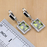 Back to school Cifeeo  Light Olive Green CZ White Zircon  Jewelry Sets For Women Earrings/Pendant/Necklace/Rings