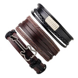 ZOSHI 4-6PC Vintage Multilayer Leather Bracelet For Men Fashion Braided Handmade Rope Wrap Bead Charm Woven Bracelets Male Gift