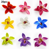 Christmas Gift 20pcs/lot Artificial Silk Orchid Flower Heads For Wedding Decoration DIY Wreath Gift Scrapbooking Craft Supplies Fake Flower