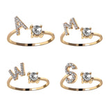 Christmas Gift A-Z Letter Gold Color Metal Adjustable Opening Rings For Women Initials Name Alphabet Creative Finger Ring Trendy Party Jewelry