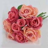9pcs/set 4cm 7cm Silk Rose Flower Bouquet Real Touch Fake Flowers for Wedding Decoration Bridal Hold Bouquet Home Garden Supplie