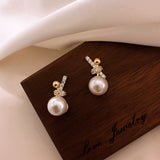 2023 new classic inlaid zircon knot Pearl Earrings Fashion Korean women jewelry lady temperament party Simple ladies Earrings