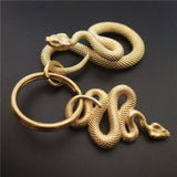 Copper Vintage Gold Snake Desktop Decor Ornaments Brass Snake Key Chains Fashion Boa Keyrings Punk Rock  DIY Accessories Gift