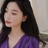 Classic Black Camellia Flower Pearl Stud Earrings For Woman Elegant Korean Fashion Jewelry Wedding Party Girl's Sexy Accessories