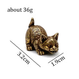 Vintage Brass Cute Cat Pocket Incense Holder Small Tea Pet Ornament Animal Pussycat Figurines Miniatures Desk Decorations Gifts
