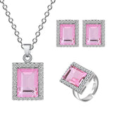High Quality Black CZ Crystal Wedding Necklace &Earring &Ring 3 Set Gold Color Pendant Jewlery Set Gift Wholesale Jewelry Sets