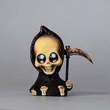 Cifeeo Mini Baby Grim Reaper Statue Mini Gothic Statue Decor, Reaper Harbinger of Death with Baby Sitting Figurine, Angel of Death