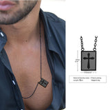 Christmas Gift Men Cross Scapular Necklace,Mini Tag Necklace,Iconic Love Scapular Necklace,Stainless Steel Jesus Christ Religious Jewels