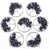 10pcs Mix Natural Stone Amethyst Lapis Lazuli 30mm Tree of Life Pendant 7 Chakra Reiki Pendant For Jewelry Making