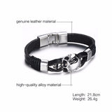 Christmas Gift Vnox Vintage Rudder Charm Bracelet for Men Multi-layer Leather Rope Bracelets Bangles 7.87" pulseira masculina