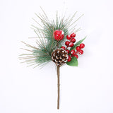 Cifeeo Christmas Decor Artificial Flower Stamens Pearl Branches Mixed Berry For Wedding Decoration DIY Pine Cone With Holly Fake Flower