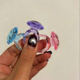 Cifeeo Ins Transparent Purple Acrylic Resin Acetic Acid Irregular Knuckle Finger Piercing Rings Trendy Korean Fashion Party Jewelry