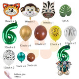 Christmas Gift 35pcs Jungle Safari Party Balloons Set Green Digital Balloon for Kids Birthday Party Decoration Aniaml Forest Party Supplies