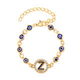 Christmas Gift Turkish Lucky Evil Eye Bracelet Gold Color Bangle Rhinestone Blue Eyes Letter Bracelet For Women Men Couple Gothic Jewelry