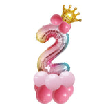 14 pcs Number Balloon Stand Foil Digital Balloons With Crow Wedding Birthday Party Decorations Kids Boy Girl Baby Shower Balloon