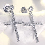 Thanksgiving Cifeeo  Stylish Women Drop Earrings With Cross Design Dazzling Tiny Zirconia Luxury Party Accessories Exquisite Female Jewelry