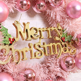 Cifeeo 30Cm Pink Christmas Wreath Rose Gold Xmas Ball Letter Merry Christmas Door Garlands Oranments Naviidad Goods Happy New Year 2022