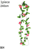 Christmas Gift Wisteria Artificial Flower Vine Ivy Leaf Garland Silk Rose Flowers Rattan String Vine Wedding Arch Flower Home Garden Decoration