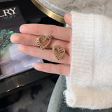 2022  New Design Unusual Hollowed Out Love Earrings For Woman Fashion Korean Jewelry Wedding Party Girl's Luxurious Earrings