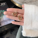 2023  New Design Unusual Hollowed Out Love Earrings For Woman Fashion Korean Jewelry Wedding Party Girl's Luxurious Earrings