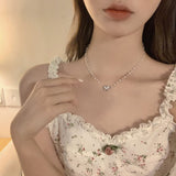 Cifeeo 2023 Kpop Double Layer Chain Gold Fashion Choker Cute Romantic Women Pearl Pendant Necklace Girl Jewelry Collar