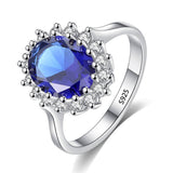 Christmas Gift With Certificate Princess Cut 3.2ct Created Blue Sapphire Ring Original Silver Charms Engagement Jewelry Rings For Women