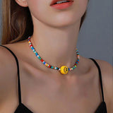 Cifeeo New Lovely Daisy Flower Colorful Beads Pearl Clavicle Choker Necklace for Women Girls Spring Summer Jewelry Wholesale