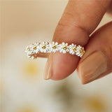 Cifeeo NEW Daisy Flower Rings for Women Punk Vintage INS Simple Smooth Plum Blossom Ring Small Flower Opening Rings Party Jewelry