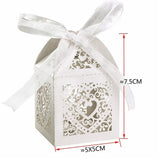 50pcs Candy Cookie chocolate boxes Love Heart Laser small White Wedding Bridal shower Party Gift Box Favor Decor for Gift Giving