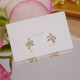 Exquisite Simple Leave Zirconia Opal Earrings for Women  Zircon Popular Stud Earring Birthday Gfit Christmas Jewelry