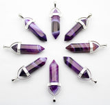 Cifeeo  Natural Stone Crystal Agates Aventurine Amethysts Pillar Pendant For Diy  Making Necklaces Jewelry Accessories  24Pcs