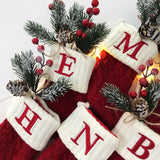 Christmas Gift Merry Christmas Socks Red Snowflake Alphabet Letters Christmas Stocking Christmas Tree Pendant Decorations for Home Xmas Gift
