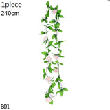 Christmas Gift Wisteria Artificial Flower Vine Ivy Leaf Garland Silk Rose Flowers Rattan String Vine Wedding Arch Flower Home Garden Decoration