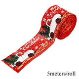 Christmas Gift 2M/5M Christmas Red Car Ribbon 5cm Wide Merry Xmas Crafts Ribbon for DIY Christmas Gift Wrapping Home Wreath Bow Decoration