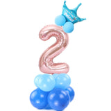 14 pcs Number Balloon Stand Foil Digital Balloons With Crow Wedding Birthday Party Decorations Kids Boy Girl Baby Shower Balloon