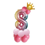 14 pcs Number Balloon Stand Foil Digital Balloons With Crow Wedding Birthday Party Decorations Kids Boy Girl Baby Shower Balloon