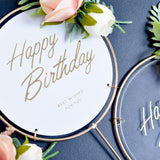 Happy Birthday Decoration Acrylic Flower Cake Topper For Birthday Party Black Transparent Topper Baking Cake Decoration Supplies